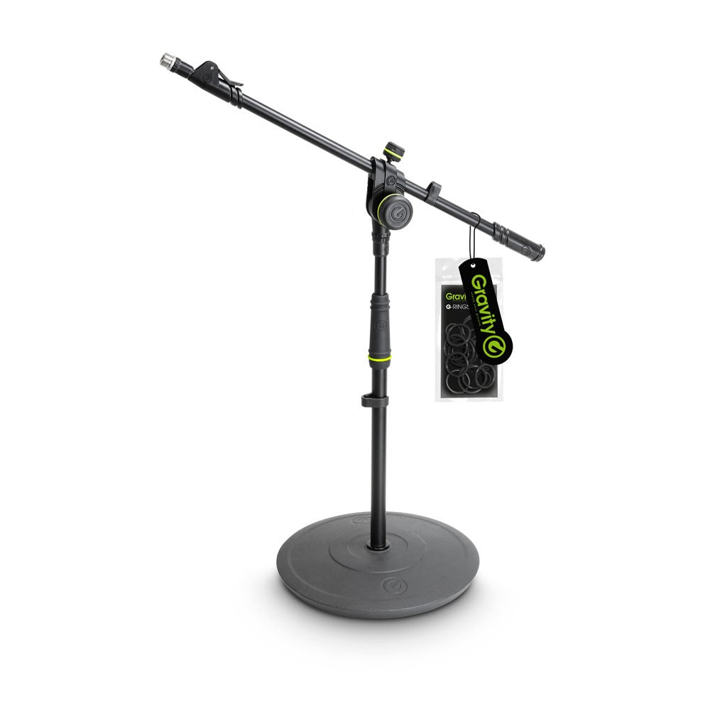 Buy Short Microphone Stand with Round Base and 2-Point Adjustment Telescoping Boom