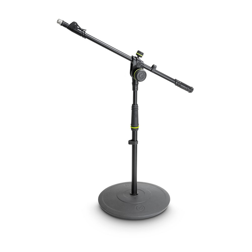 Short Microphone Stand with Round Base and 2-Point Adjustment Telescoping Boom
