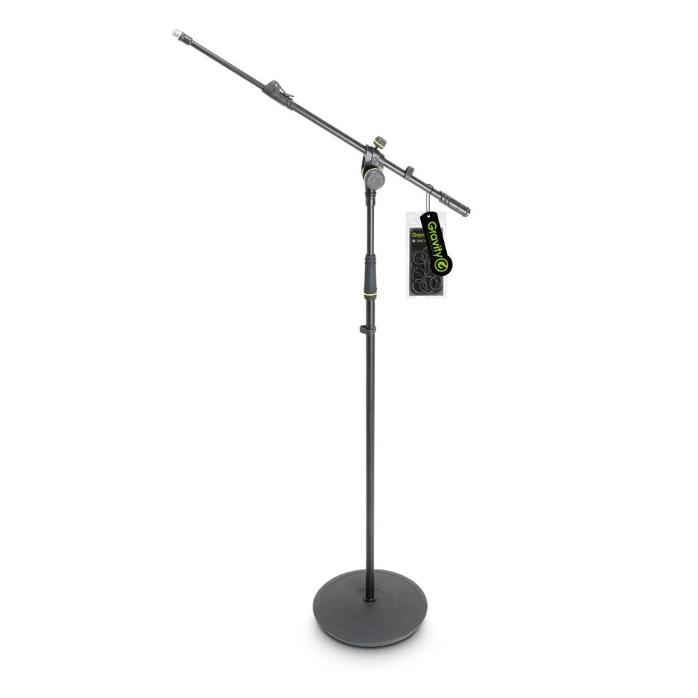 Microphone Stand with Round Base and 2-Point Adjustment Telescoping Boom, Long