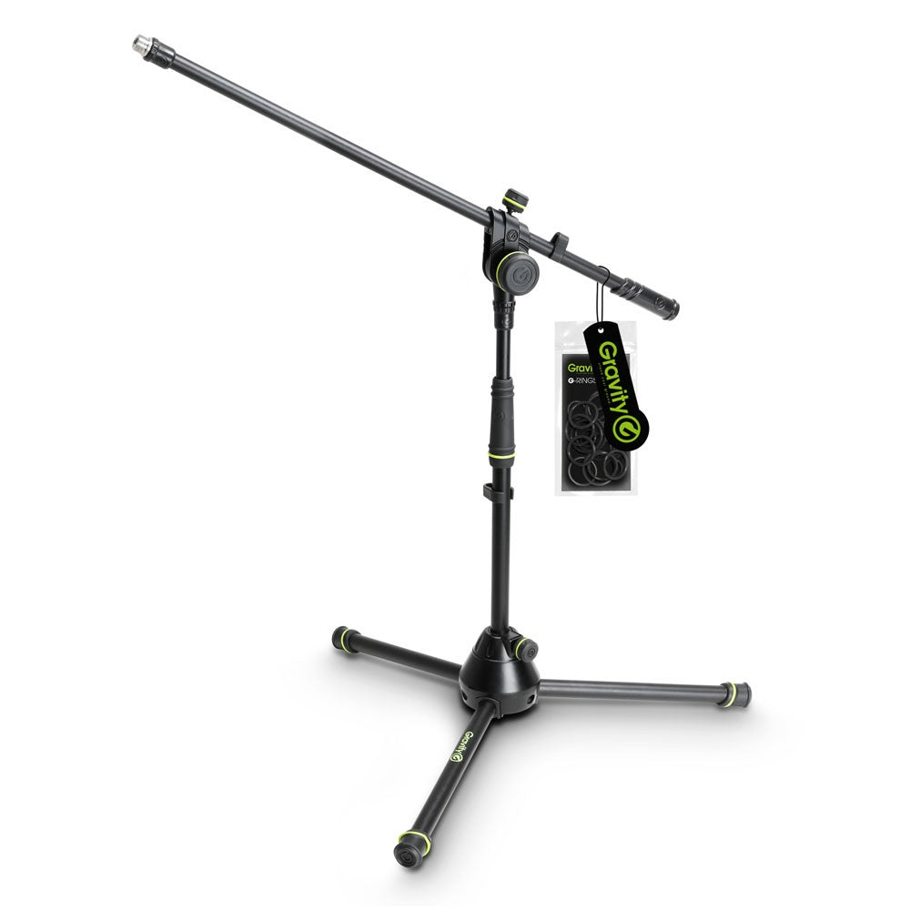 Short Microphone Stand with Folding Tripod Base and 2-Point Adjustment Boom