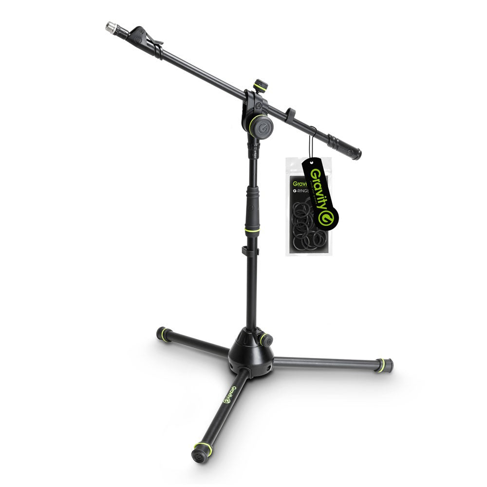 Buy Short Microphone Stand with Folding Tripod Base and 2-Point Adjustment Telescoping Boom