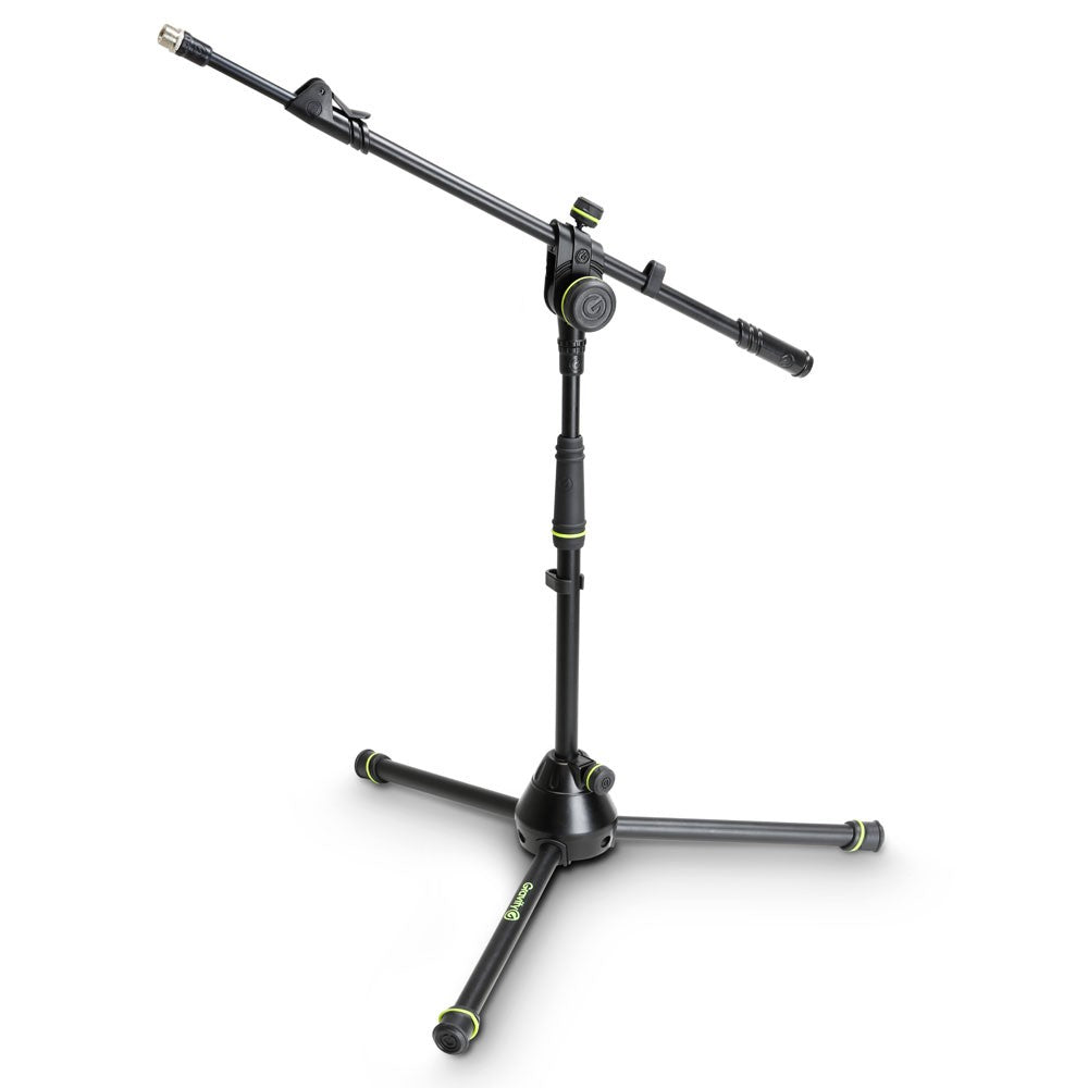 Short Microphone Stand with Folding Tripod Base and 2-Point Adjustment Telescoping Boom