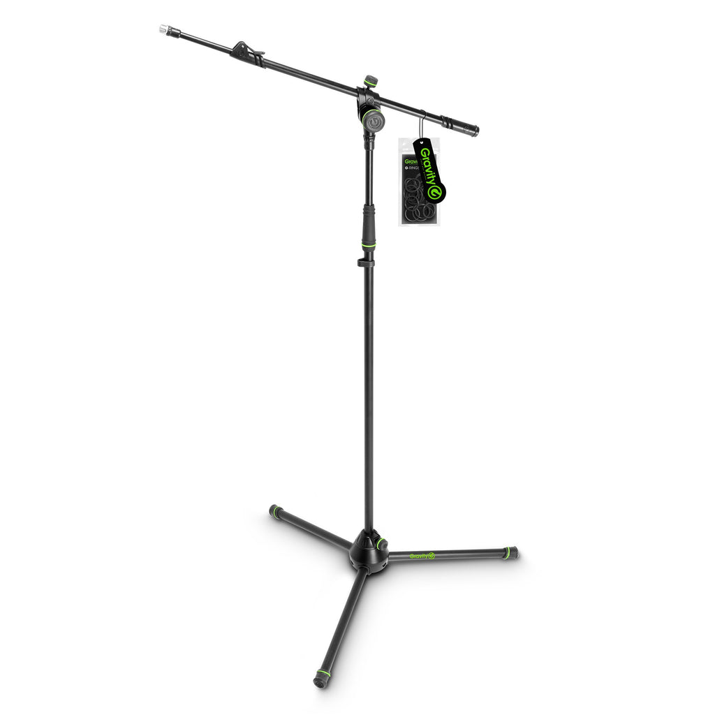 Microphone Stand with Folding Tripod Base and 2-Point Adjustment Telescoping Boom