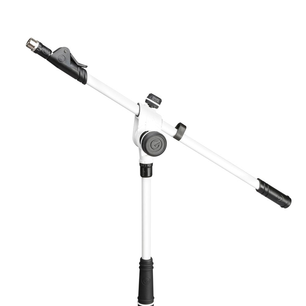 Buy Microphone Stand with Folding Tripod Base and 2-Point Adjustment Telescoping Boom, White