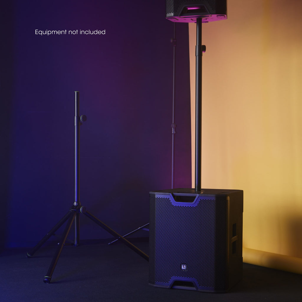 Speaker beside Speaker Stand with Gas Spring 35 mm, Aluminium Black