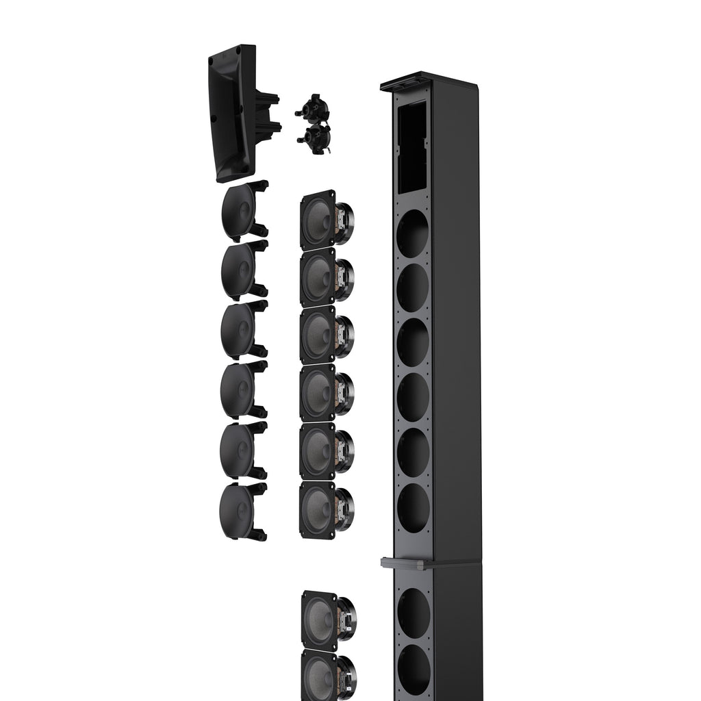 Disassembled Compact Cardioid Powered Column PA System, Black